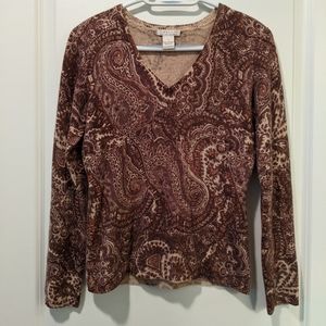 Tweeds Paisley Cashmere V-Neck Sweater, Small